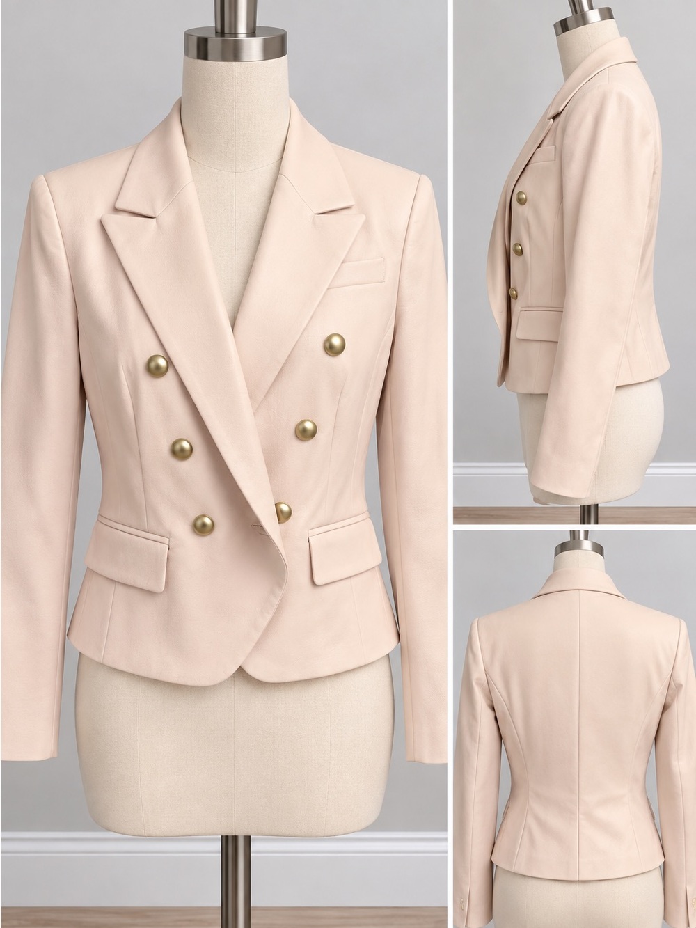 Dolce Cabo Double-Breasted Blazer in Soft Blush